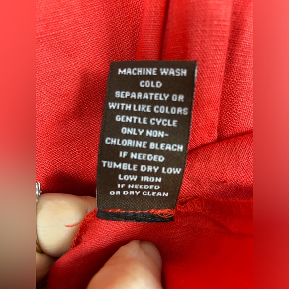 Adrienne Vittadini 100% Linen Shift Dress Size 12 Red Bow Detail Sleeveless‎ - Picture 11 of 13